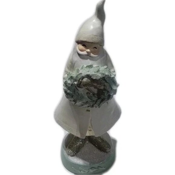 Christmas Decor Santa Clause Figurine White & Pastel Green Color New - Picture 3 of 3